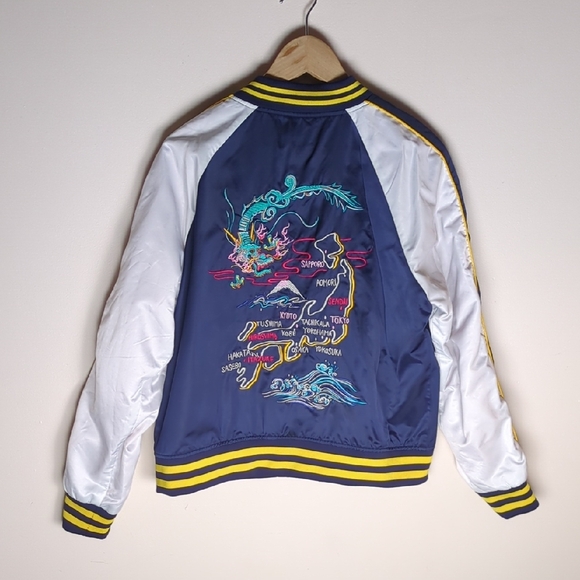 Superdry Jackets & Blazers - Superdry Vintage Sukajan Souvenir Jacket Map of Japan Navy Blue Size 12 XL